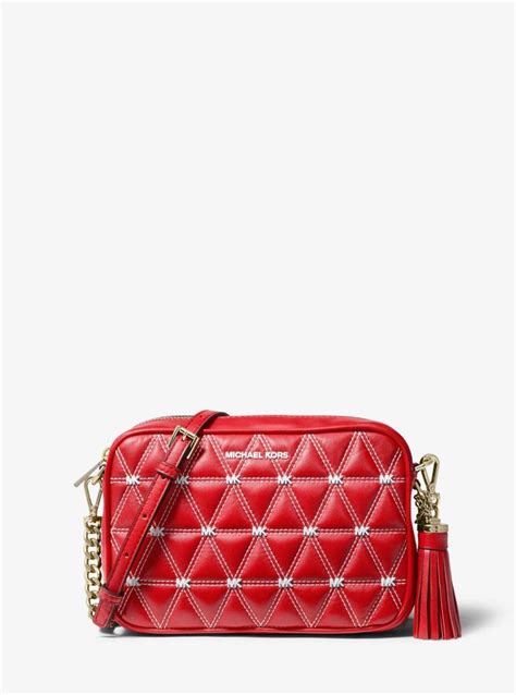 ginny medium quilted leather crossbody bag red michael kors|Ginny Medium Deco Quilted Leather Crossbody Bag.